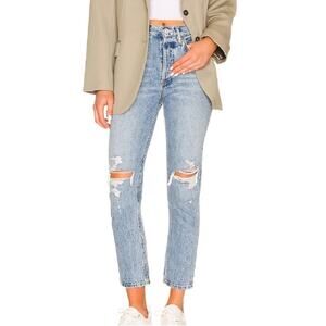 AGOLDE | Women’s Jeans Riley High Rise Straight Crop in Blitz Blue Distressed 26